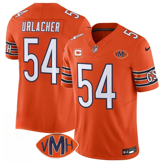 Men's Orange Chicago Bears #54 Brian Urlacher 2025 F.U.S.E. With 4-Star C Patch VMH Patch Vapor Untouchable Limited Stitched Football Jersey